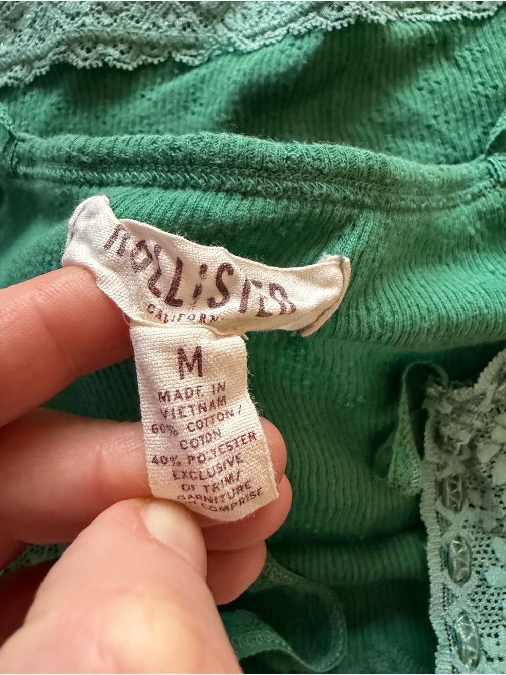 Hollister Emerald Green Lace-Trim Camisole - Picture 3 of 3